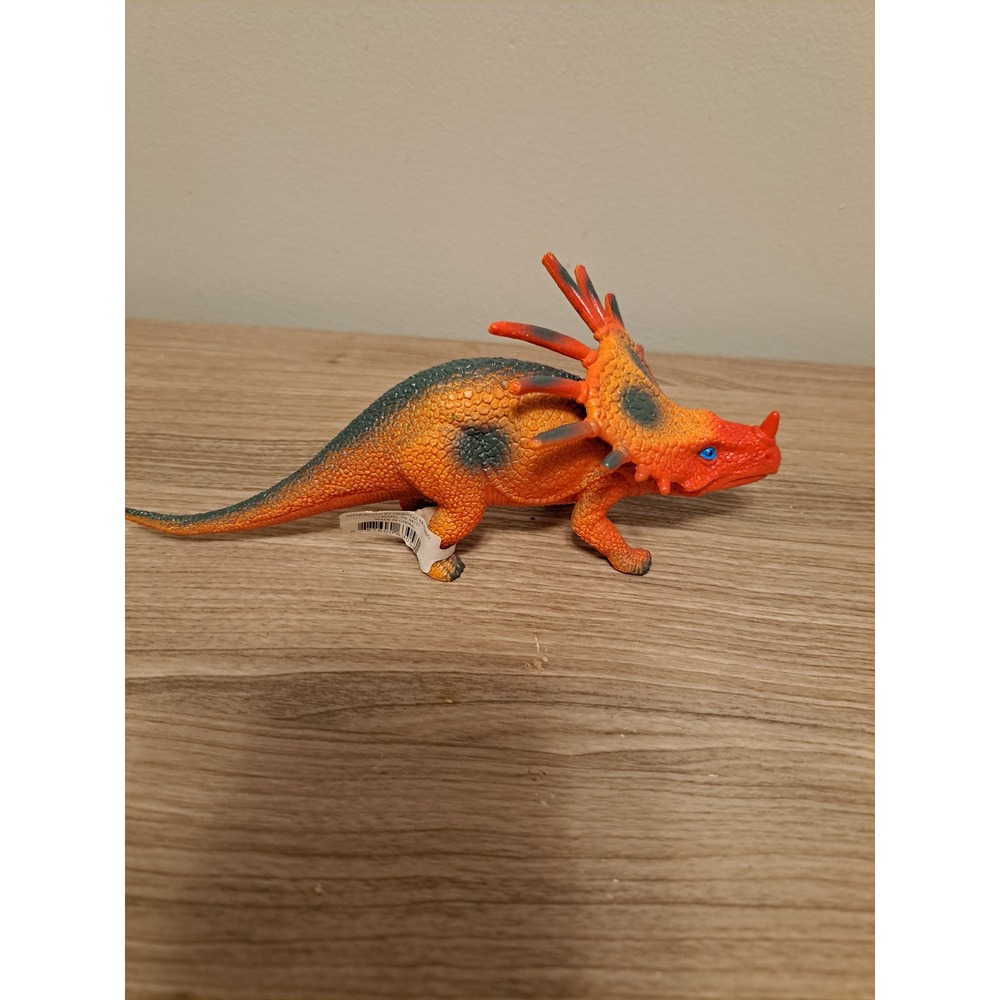 Vintage Protoceratops Dinosaur Orange Blue Eyes Toy Figure Collectible - Picture 2 of 5